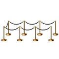 Montour Line Stanchion Post and Rope Kit Pol.Brass, 8 Flat Top 7 Black Rope C-Kit-8-PB-FL-7-ER-BK-PB